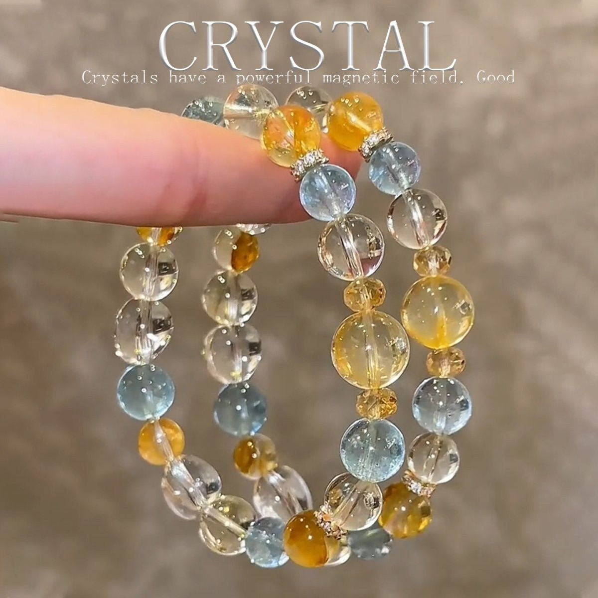 Clear Yellow & White Artificial Crystal Bracelet BR027
