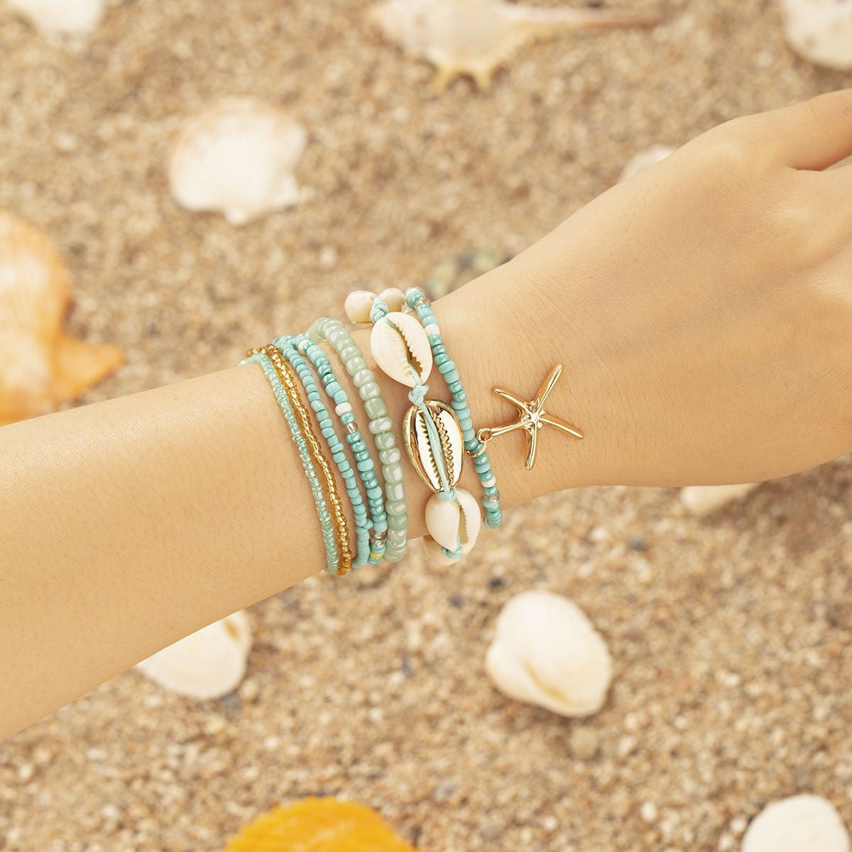 Ocean Vacation Style Colorful Small Bead Layered Bracelet BR040