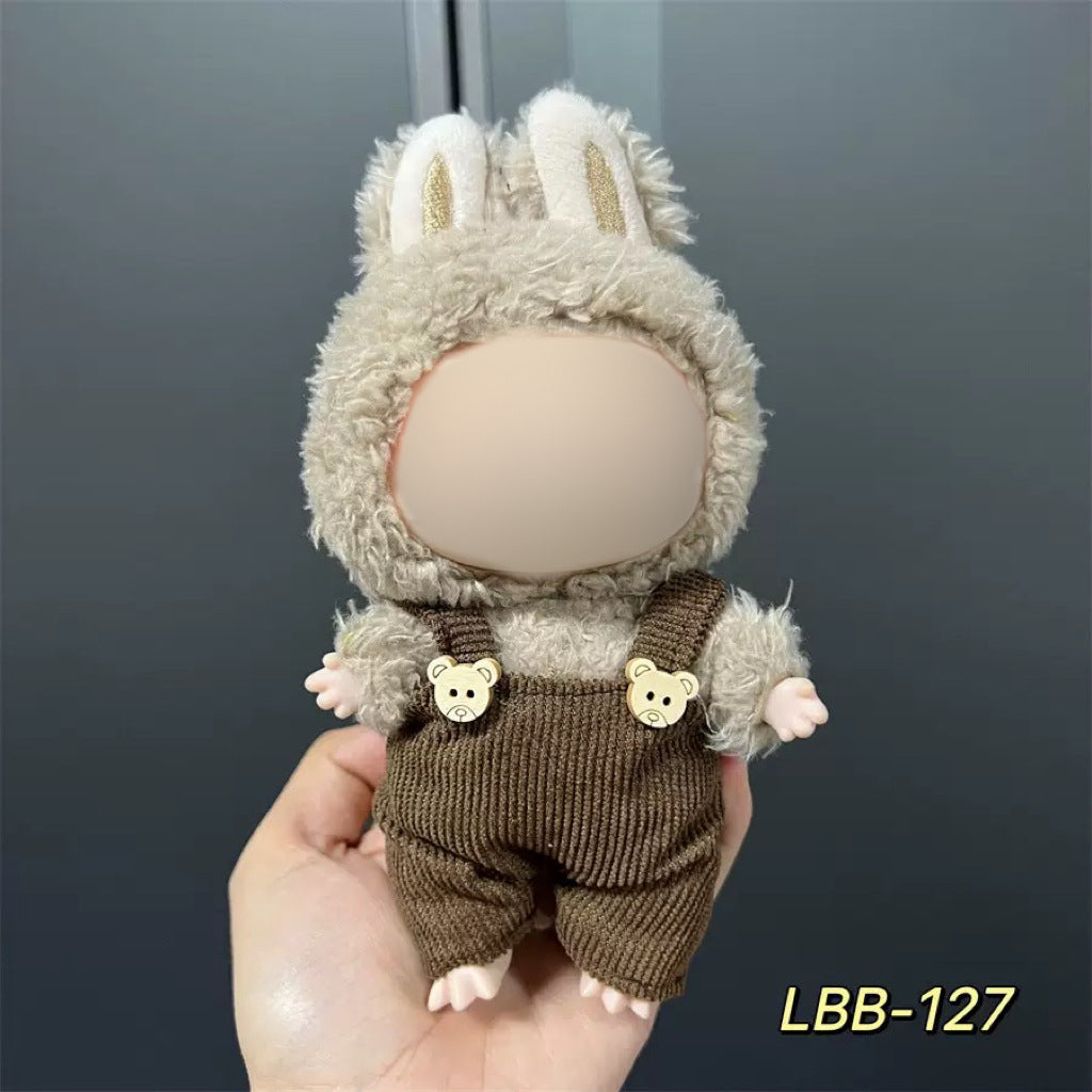 Coffee Brown Overalls with Bear Buttons DOLB020