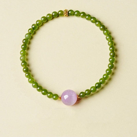 Green Tourmaline & Kunzite Designer Bracelet BR009