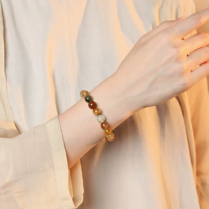 Natural Colorful Rutilated Quartz Bracelet BR026