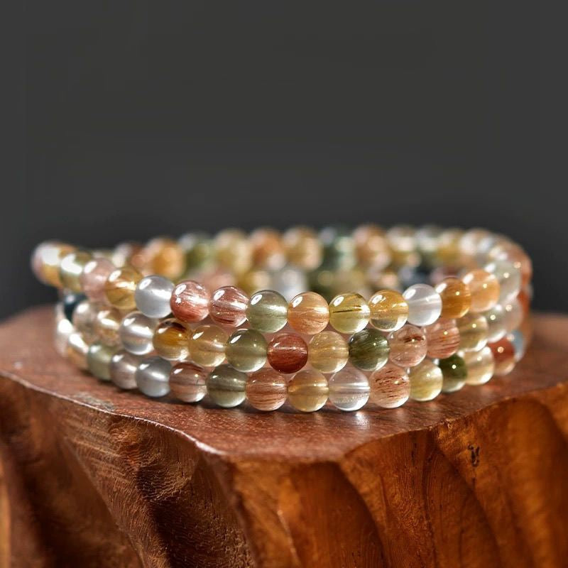 Natural Colorful Rutilated Quartz Bracelet BR026