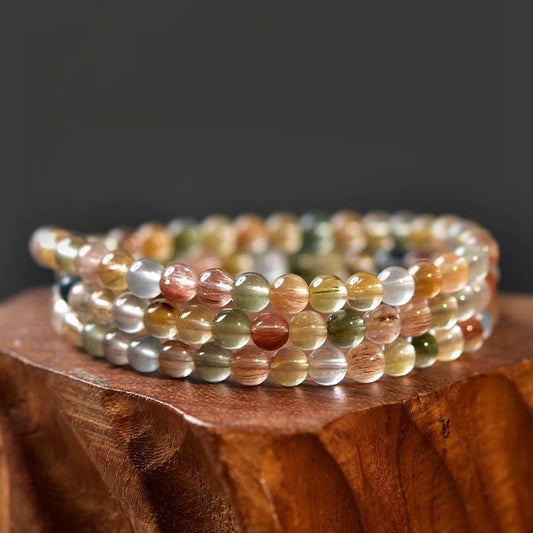 Natural Colorful Rutilated Quartz Bracelet BR026