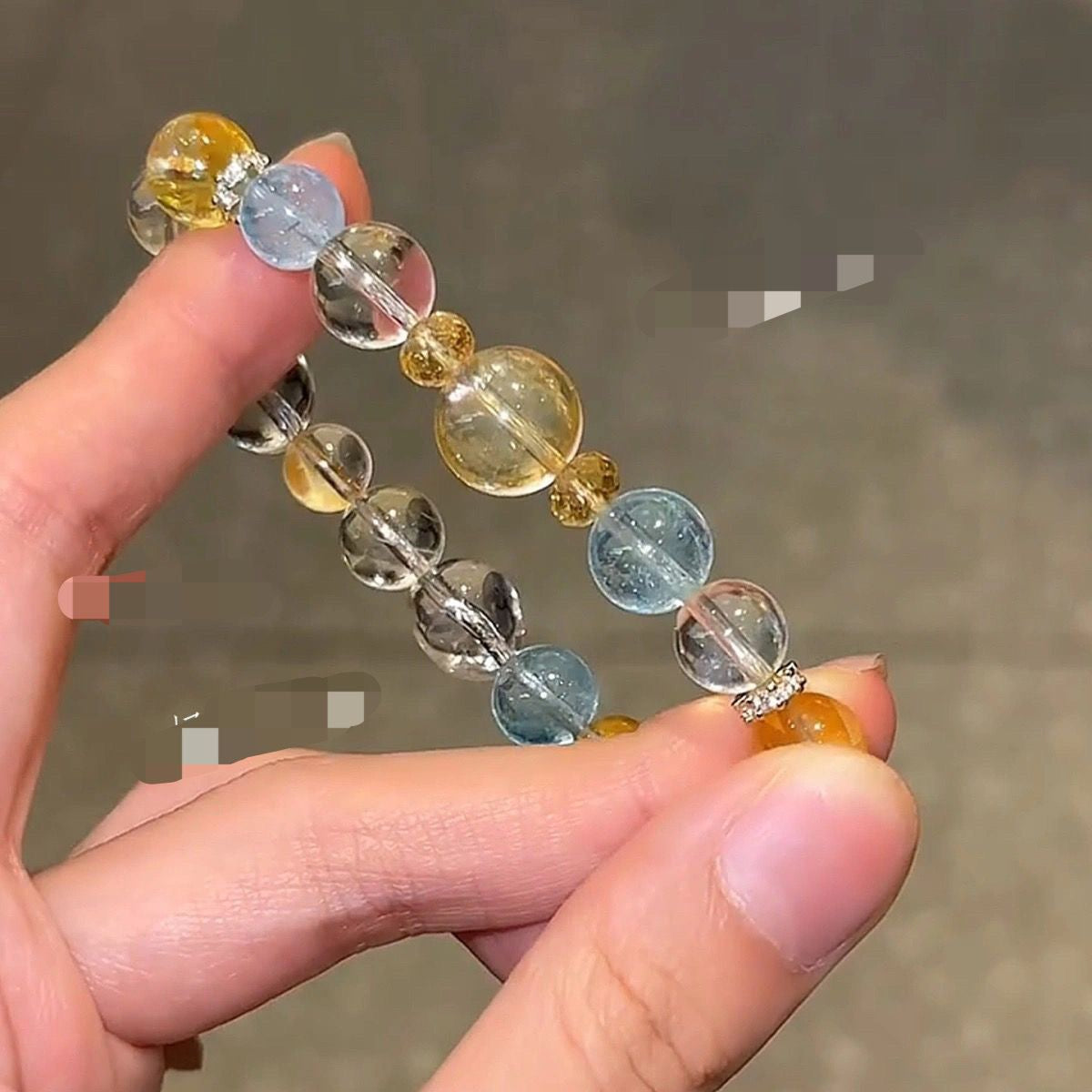 Clear Yellow & White Artificial Crystal Bracelet BR027