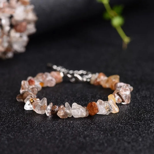 Copper Rutilated Quartz Crushed Stone Bracelet (Adjustable) BR029