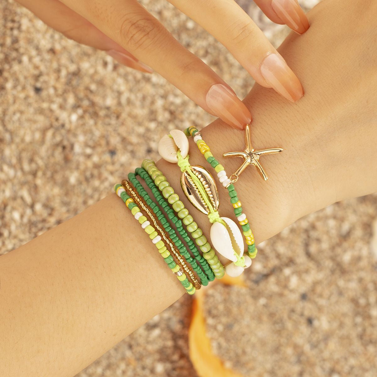 Ocean Vacation Style Colorful Small Bead Layered Bracelet BR036