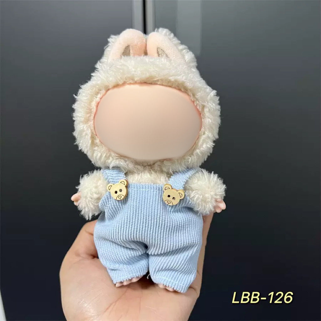 Sky Blue Overalls with Bear Buttons DOLB018