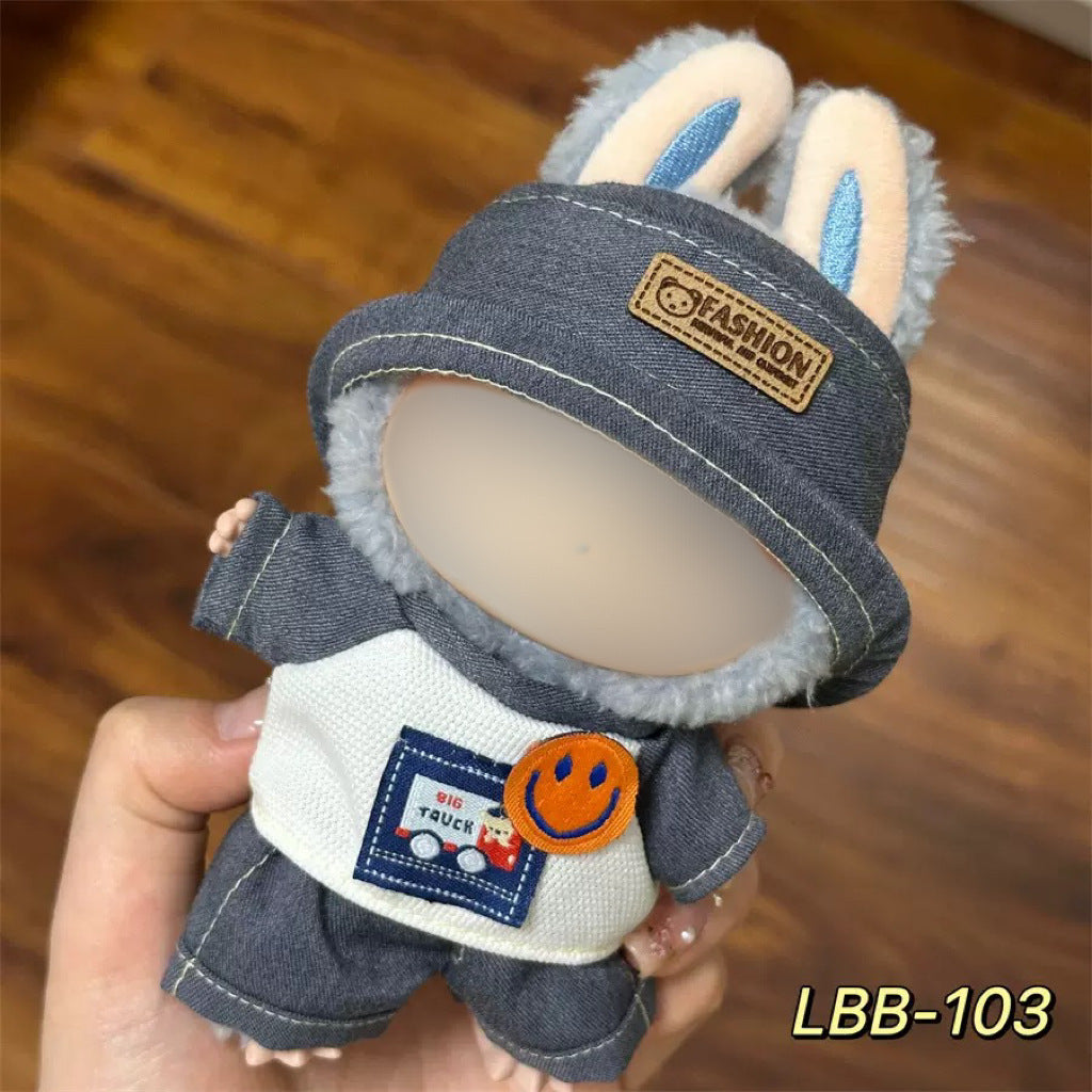 Dusty Blue Denim Hat & T-Shirt Set for Dolls DOLB025